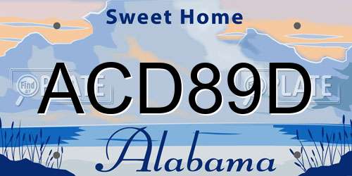 ACD89D Alabama License Plate