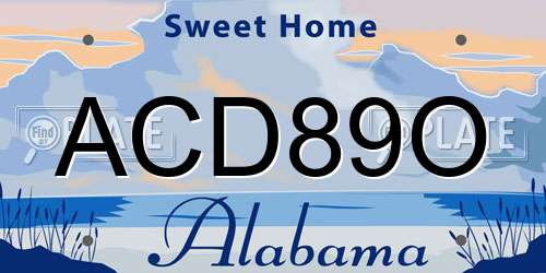 ACD89O Alabama License Plate