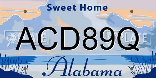 ACD89Q Alabama License Plate