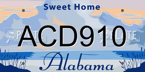 ACD910 Alabama License Plate