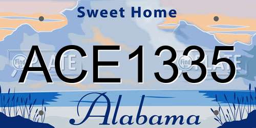 ACE1335 Alabama License Plate