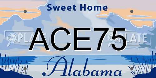 ACE75 Alabama License Plate