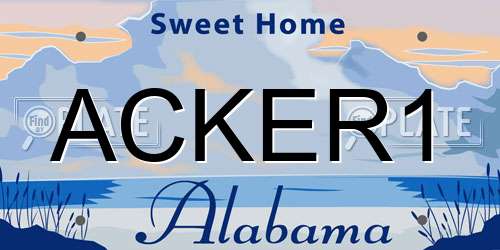 ACKER1 Alabama License Plate