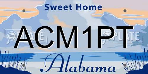 ACM1PT Alabama License Plate