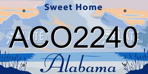 ACO2240 Alabama License Plate