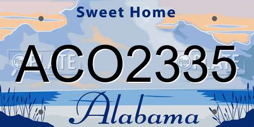 ACO2335 Alabama License Plate