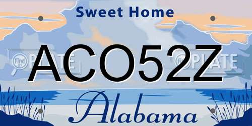 ACO52Z Alabama License Plate