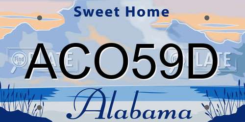 ACO59D Alabama License Plate