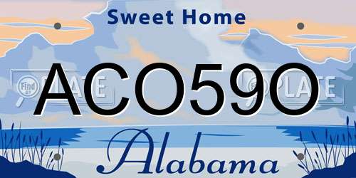 ACO59O Alabama License Plate