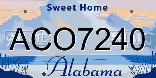 ACO7240 Alabama License Plate