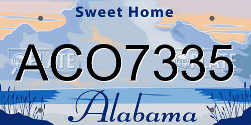 ACO7335 Alabama License Plate