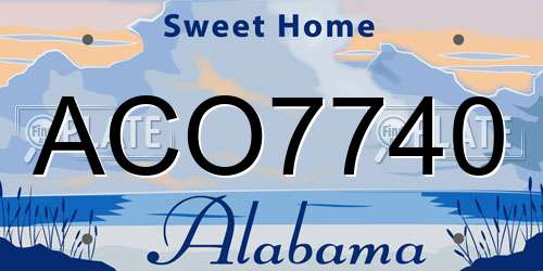 ACO7740 Alabama License Plate