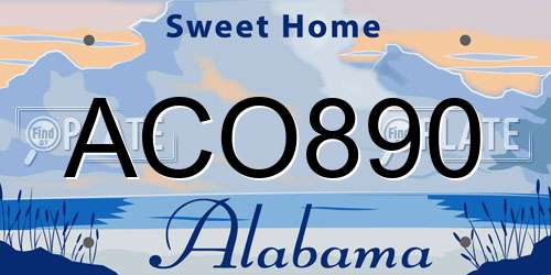 ACO890 Alabama License Plate