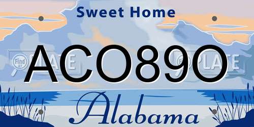 ACO89O Alabama License Plate