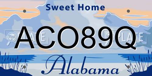 ACO89Q Alabama License Plate