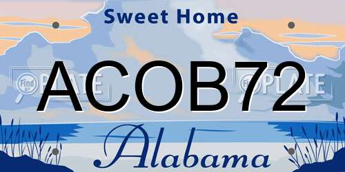 ACOB72 Alabama License Plate