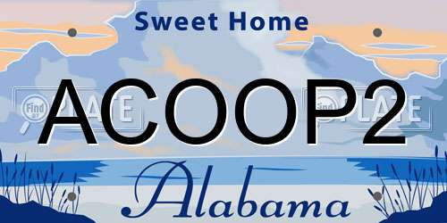 ACOOP2 Alabama License Plate
