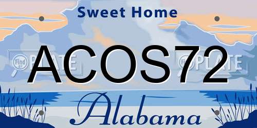 ACOS72 Alabama License Plate