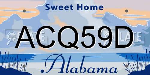 ACQ59D Alabama License Plate