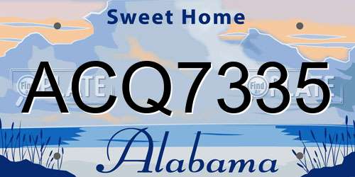 ACQ7335 Alabama License Plate