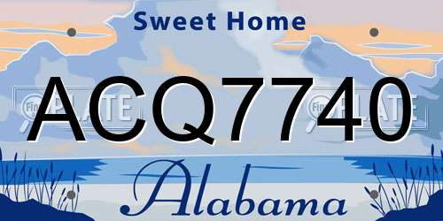 ACQ7740 Alabama License Plate