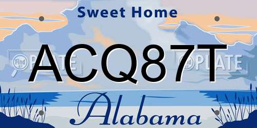 ACQ87T Alabama License Plate