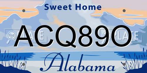 ACQ89O Alabama License Plate