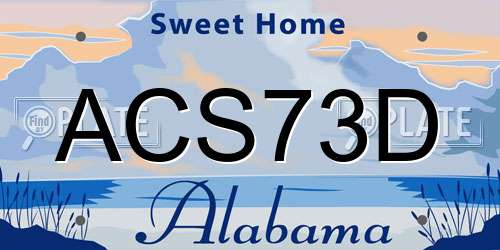 ACS73D Alabama License Plate