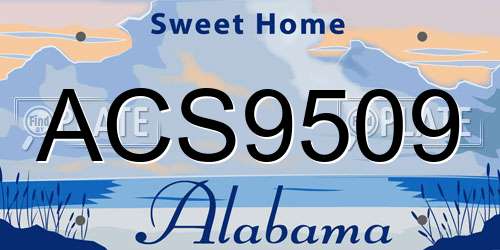 ACS9509 Alabama License Plate