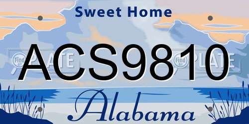 ACS9810 Alabama License Plate