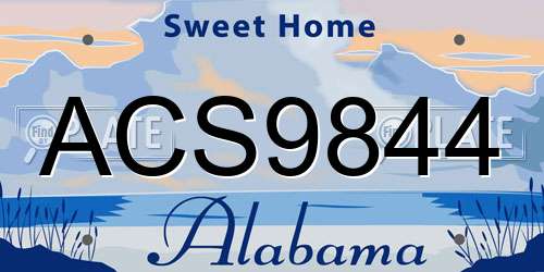 ACS9844 Alabama License Plate