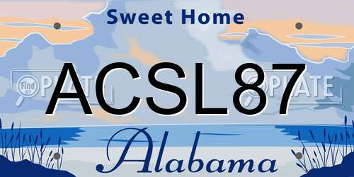 ACSL87 Alabama License Plate