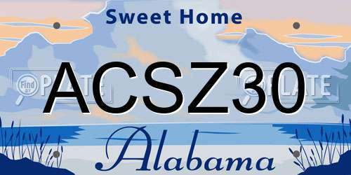 ACSZ30 Alabama License Plate