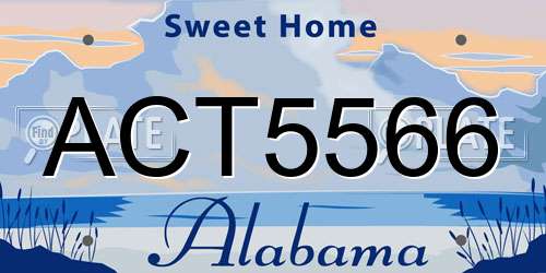 ACT5566 Alabama License Plate