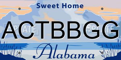 ACTBBGG Alabama License Plate
