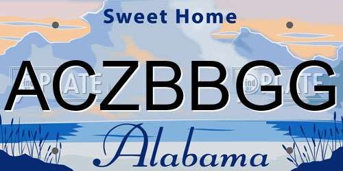 ACZBBGG Alabama License Plate