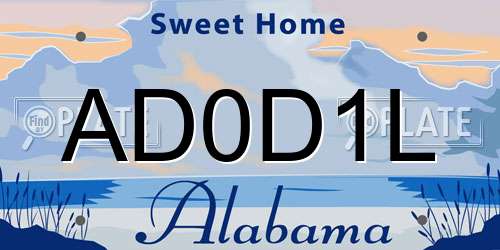 AD0D1L Alabama License Plate