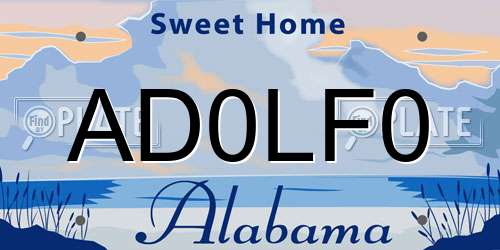 AD0LF0 Alabama License Plate