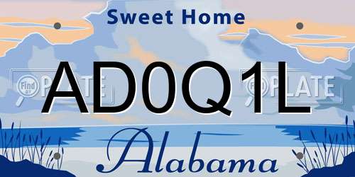 AD0Q1L Alabama License Plate