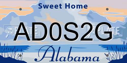 AD0S2G Alabama License Plate