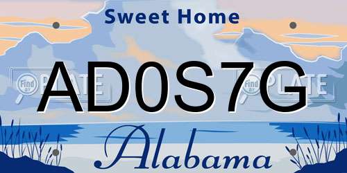 AD0S7G Alabama License Plate