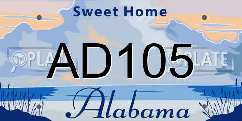 AD105 Alabama License Plate