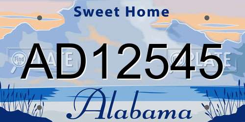 AD12545 Alabama License Plate