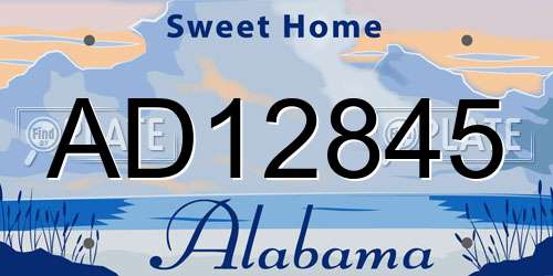 AD12845 Alabama License Plate