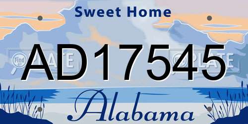 AD17545 Alabama License Plate