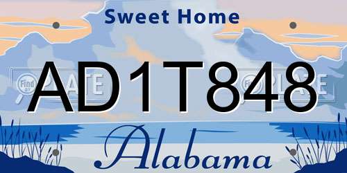 AD1T848 Alabama License Plate