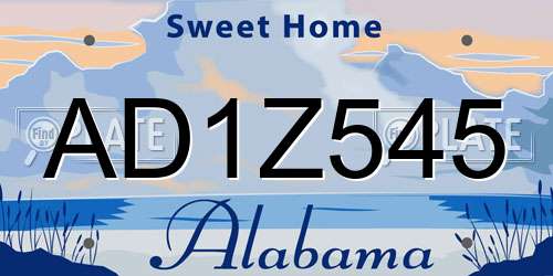 AD1Z545 Alabama License Plate