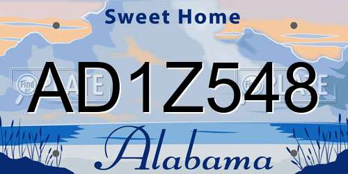 AD1Z548 Alabama License Plate