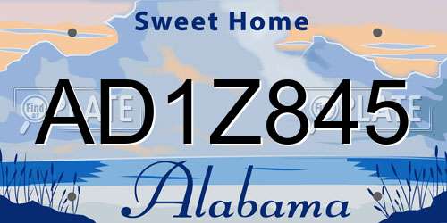 AD1Z845 Alabama License Plate