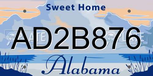 AD2B876 Alabama License Plate